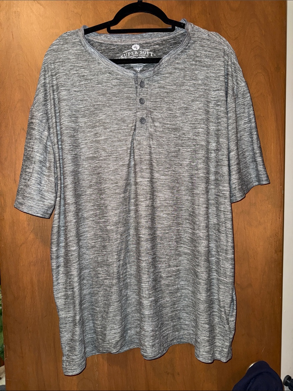 Raw yarn mens super soft Heathered grey henley shirt Sz 4X quiet lux comfort